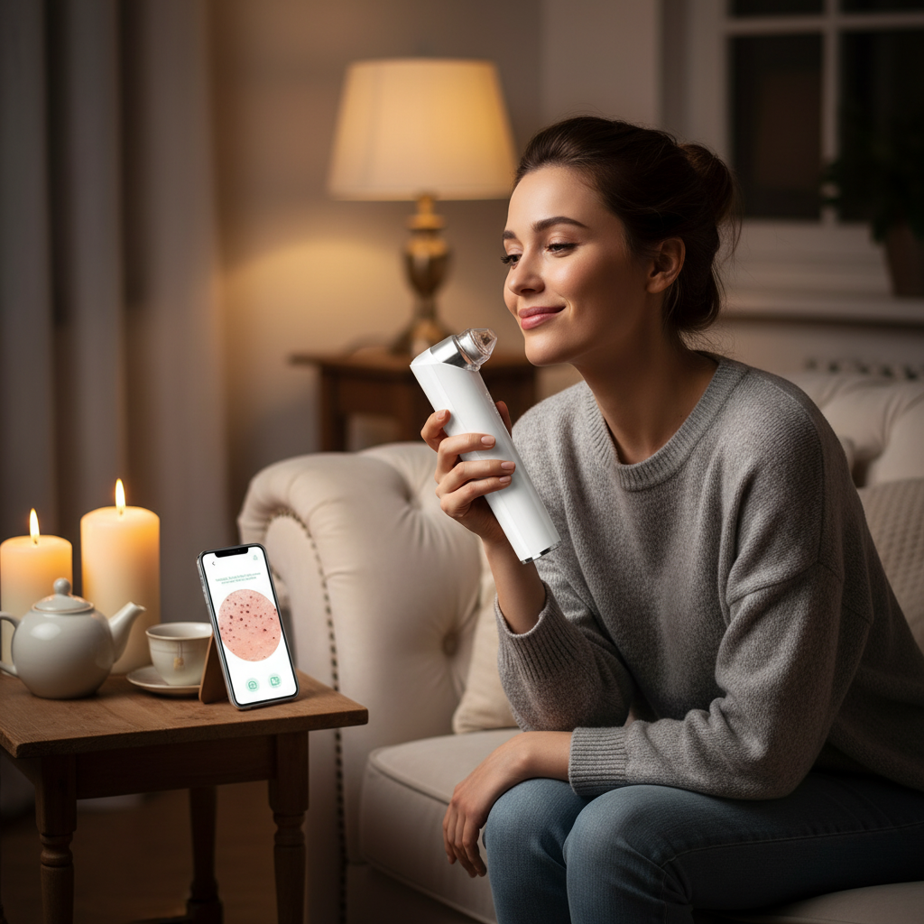 Blackhead Remover Pore Vacuum, 【[FDA Certification] 】 WiFi Visible Facial Pore Cleanser with HD Camera Pimple Acne Comedone Extractor Kit with 6 Suction Heads Electric Blackhead Suction Tool